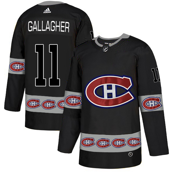 2018 NHL Men Montreal Canadiens #11 Gallagher black jerseys->customized nhl jersey->Custom Jersey